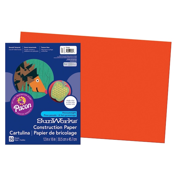 SunWorks® Construction Paper, Orange, 12x18in, PK250